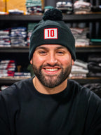 10 Badge Pom Beanie