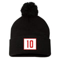 10 Badge Pom Beanie