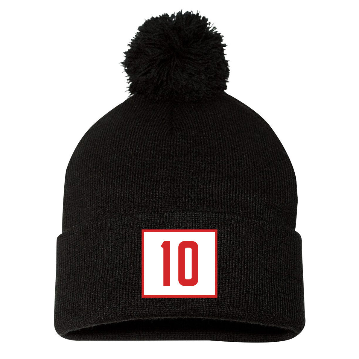 10 Badge Pom Beanie