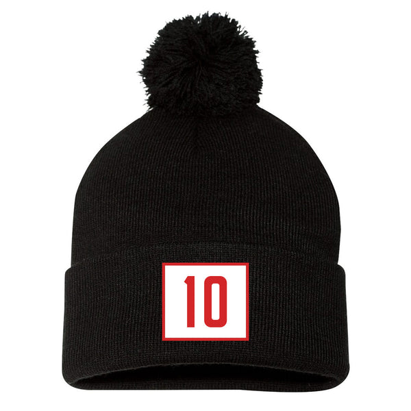 10 Badge Pom Beanie